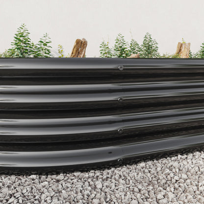 Raised Garden Bed Outdoor, Oval Large Metal Raised Planter Bed For For Plants, Vegetables, And Flowers - Silver