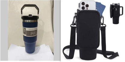 Portable Car Cup Stainless Steel Cup Travel Sports Water Bottle With Handle Cover Coffee Tumbler Cup