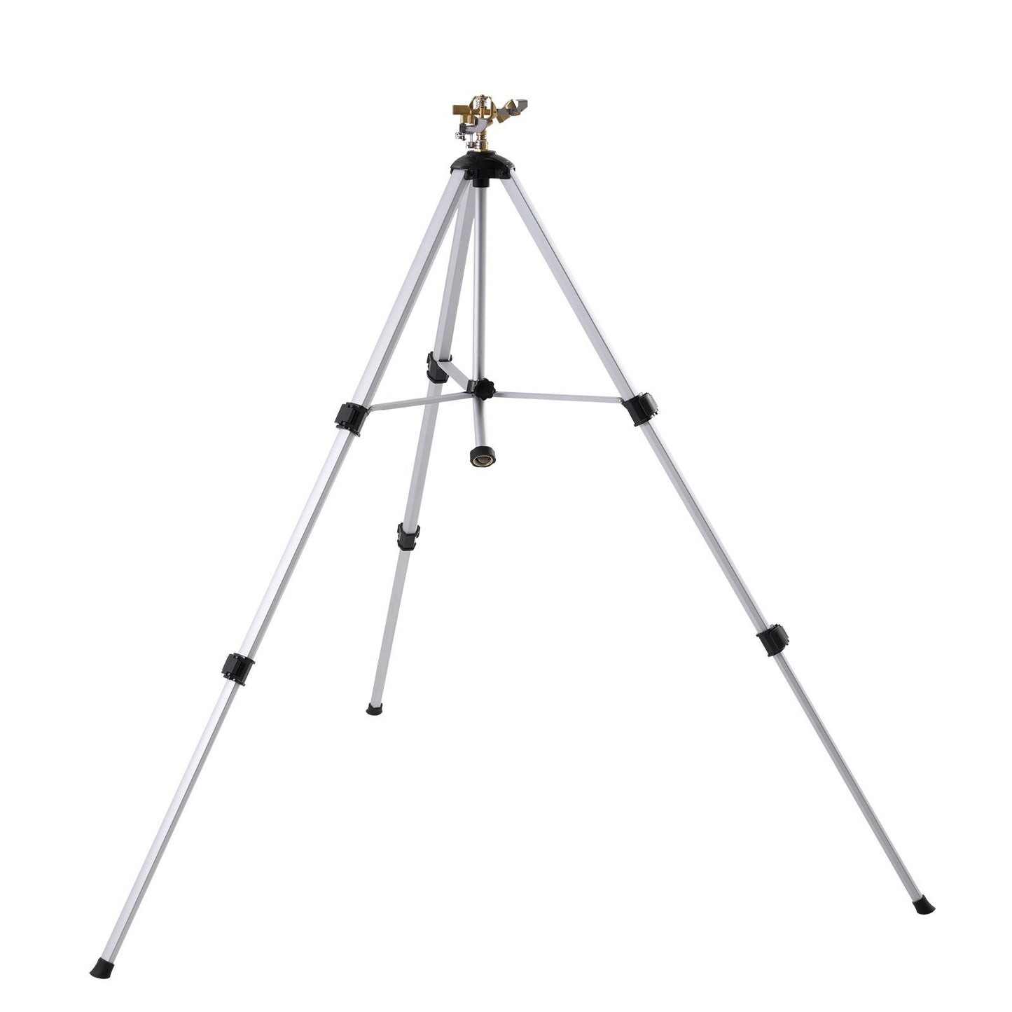 Impact Sprinkler On Tripod Base, Heavy Duty Tripod Sprinklers With Brass Head  3 4 Connector, 360 Degree Large Area Coverage Irrigation Sprinkler, Adjustable Heights Sprinkler For Yard Gray
