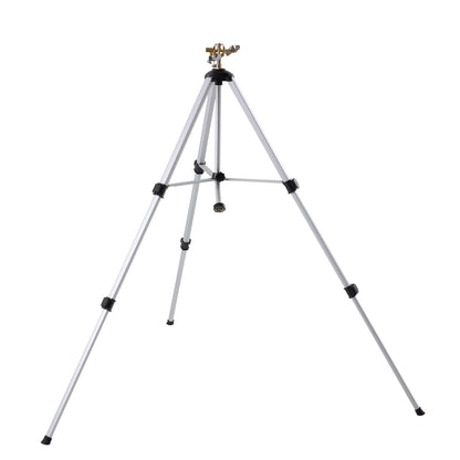 Impact Sprinkler On Tripod Base, Heavy Duty Tripod Sprinklers With Brass Head  3 4 Connector, 360 Degree Large Area Coverage Irrigation Sprinkler, Adjustable Heights Sprinkler For Yard Gray