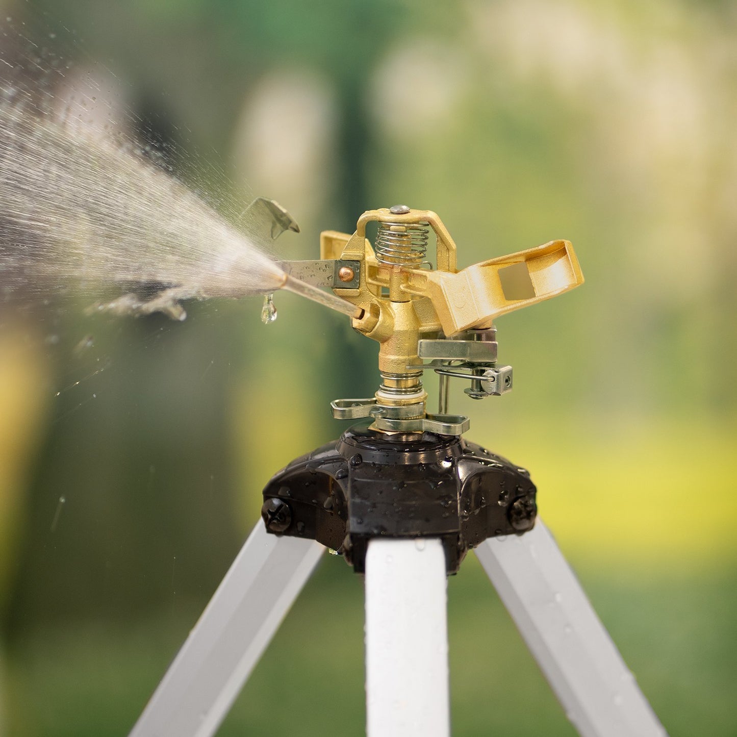 Impact Sprinkler On Tripod Base, Heavy Duty Tripod Sprinklers With Brass Head  3 4 Connector, 360 Degree Large Area Coverage Irrigation Sprinkler, Adjustable Heights Sprinkler For Yard Gray