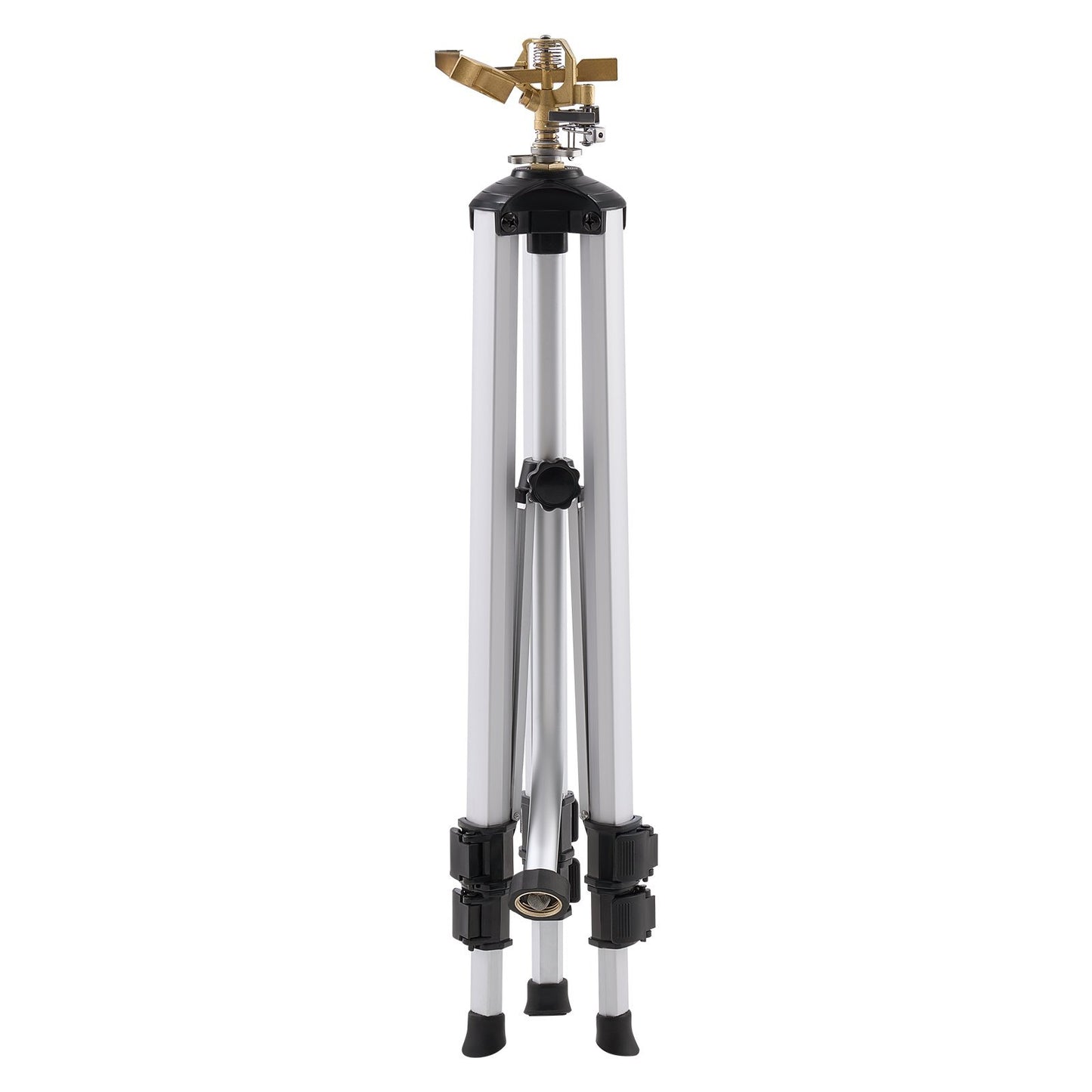 Impact Sprinkler On Tripod Base, Heavy Duty Tripod Sprinklers With Brass Head  3 4 Connector, 360 Degree Large Area Coverage Irrigation Sprinkler, Adjustable Heights Sprinkler For Yard Gray