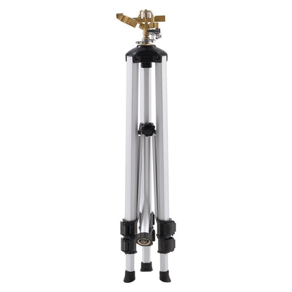Impact Sprinkler On Tripod Base, Heavy Duty Tripod Sprinklers With Brass Head  3 4 Connector, 360 Degree Large Area Coverage Irrigation Sprinkler, Adjustable Heights Sprinkler For Yard Gray